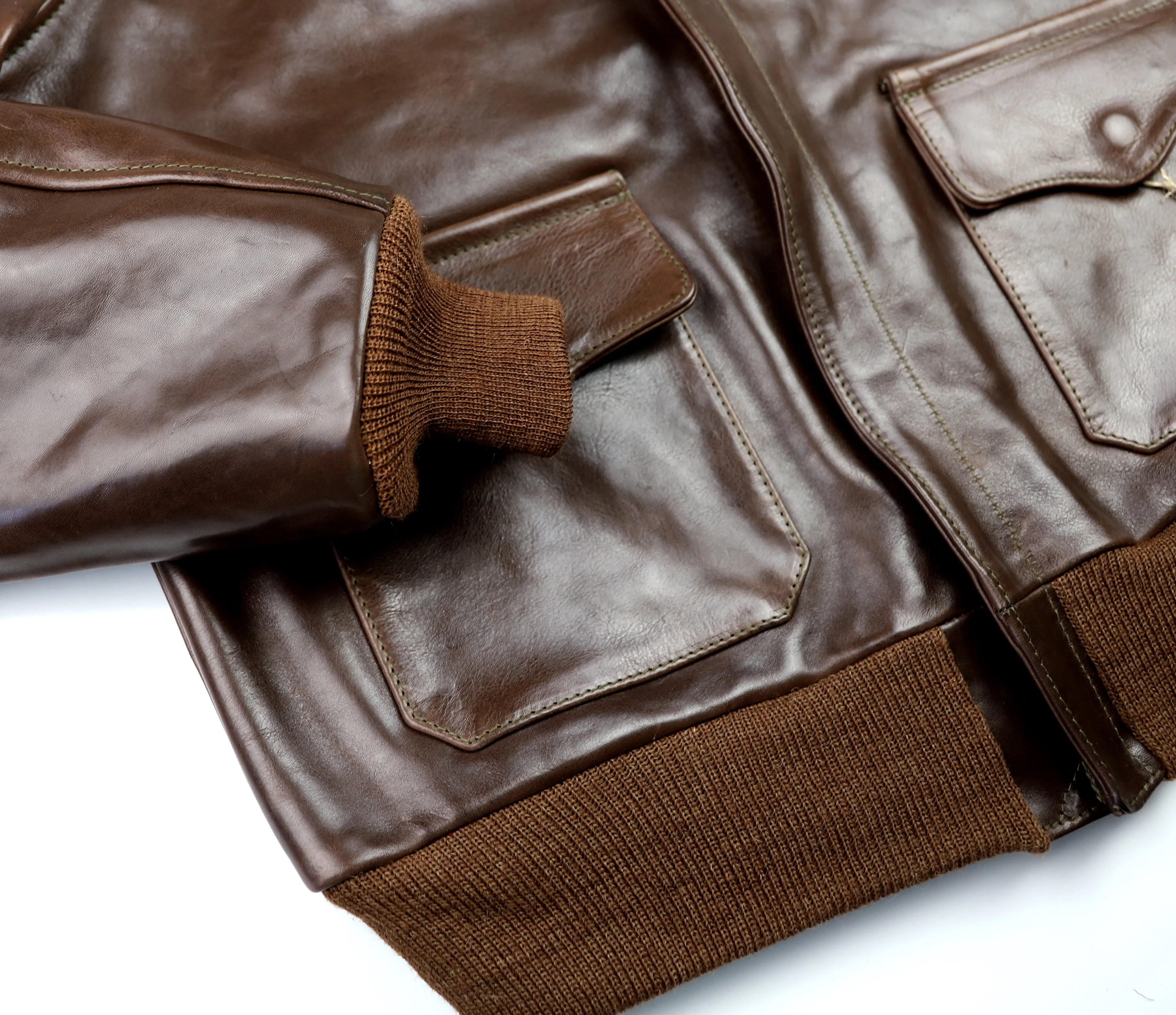 Aero A-2 Military Flight Jacket, size 42, Chestnut Badalassi Cowhide
