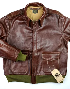 Aero A-2 Military Flight Jacket, size 44, Tobacco Badalassi Cowhide