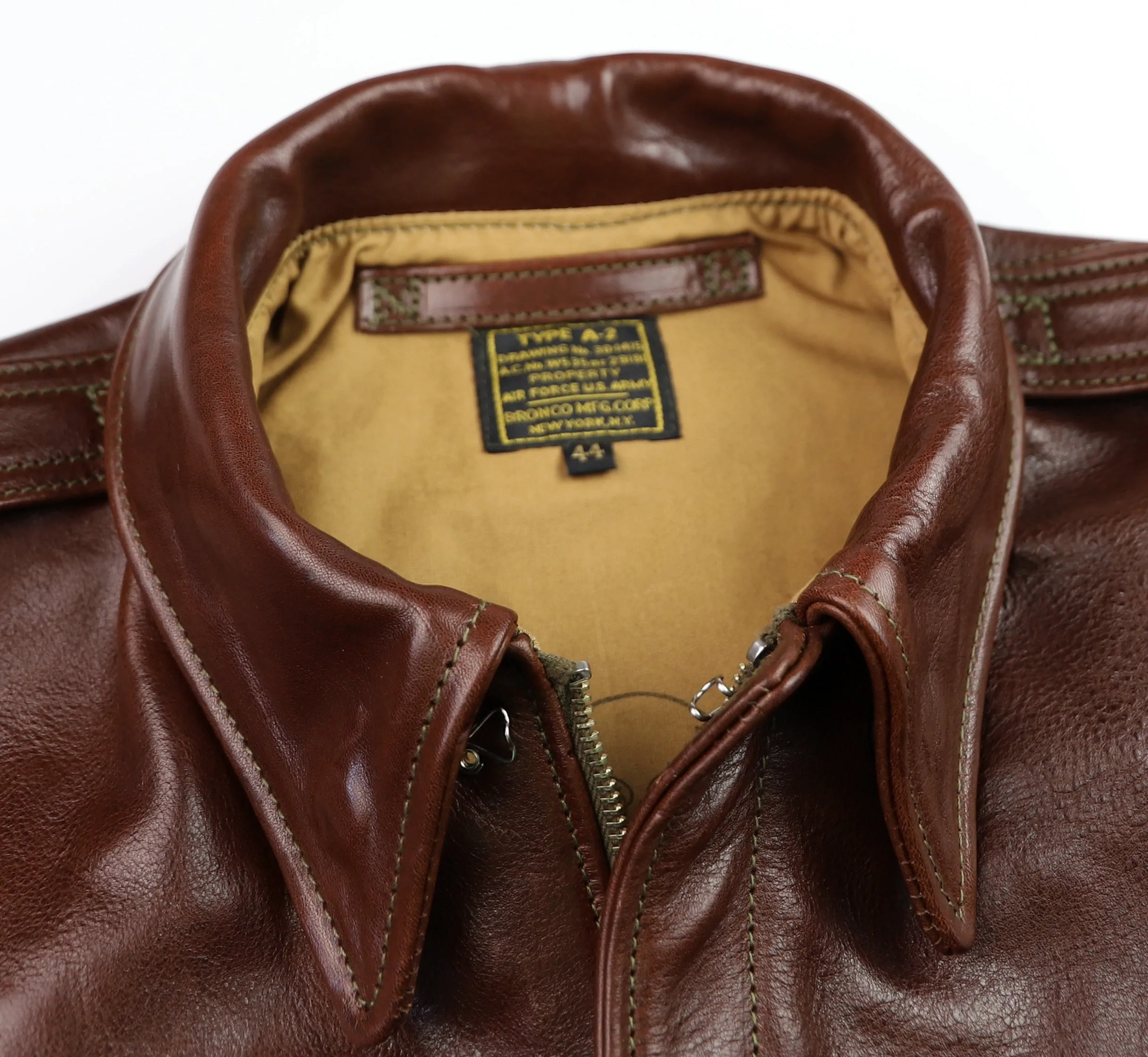 Aero A-2 Military Flight Jacket, size 44, Tobacco Badalassi Cowhide
