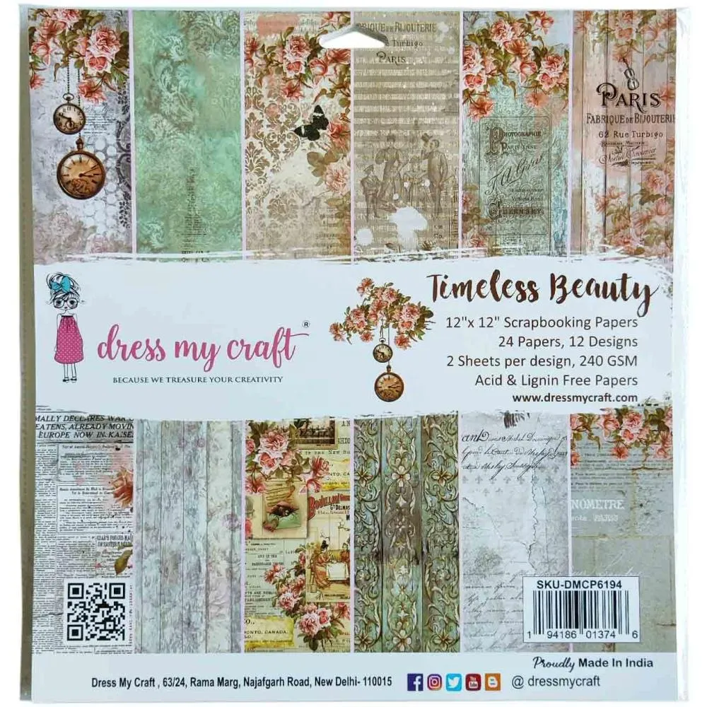 Dress My Craft Single-Sided Paper Pad 12"X12" 24 pack - Timeless Beauty*