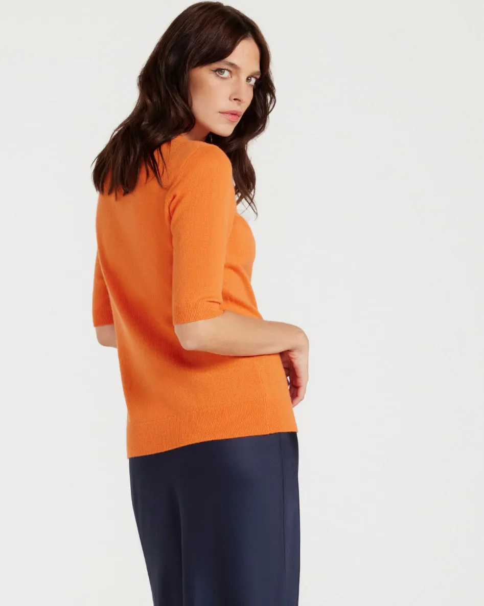Margaux Knit Top In Cashmere & Wool - ORANGE