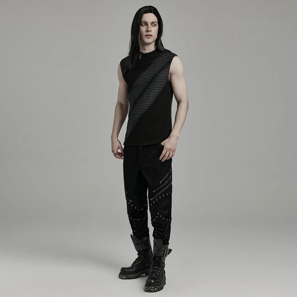 Men's Punk Asymmetric Zipper Tank Top