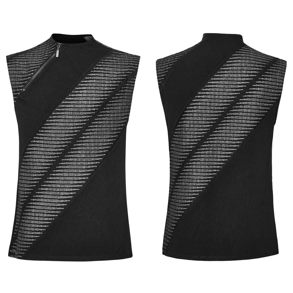 Men's Punk Asymmetric Zipper Tank Top