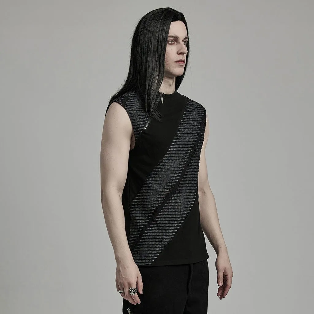 Men's Punk Asymmetric Zipper Tank Top