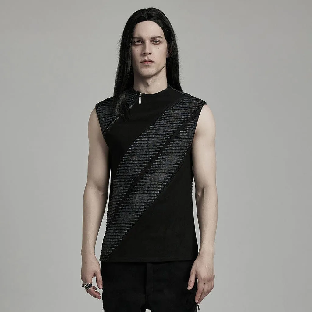 Men's Punk Asymmetric Zipper Tank Top
