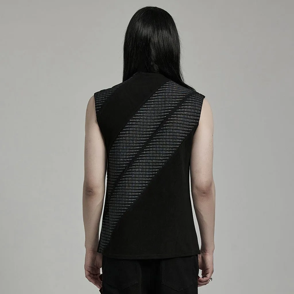 Men's Punk Asymmetric Zipper Tank Top