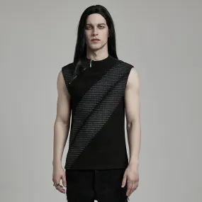 Men's Punk Asymmetric Zipper Tank Top