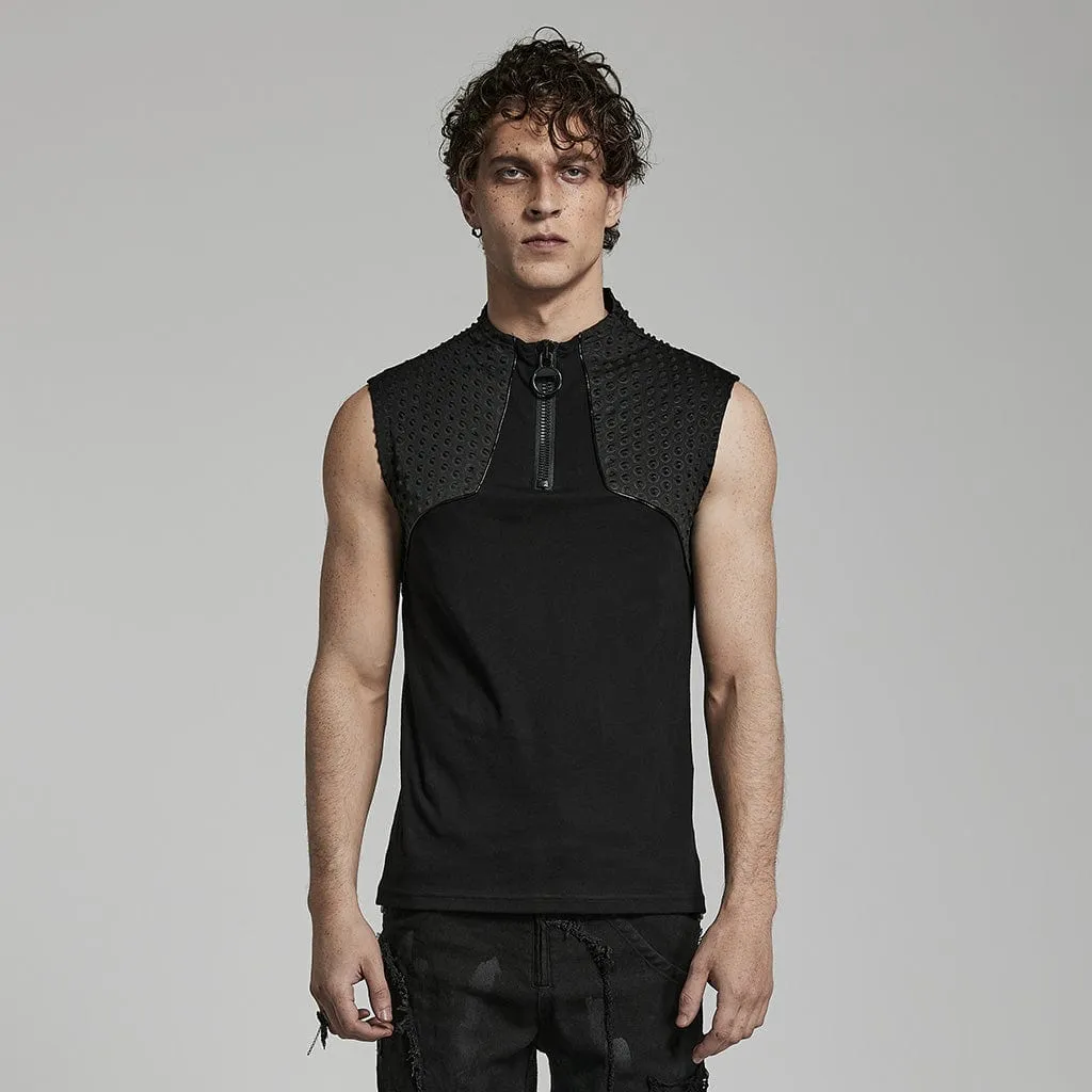 Men's Punk Bubble Zipper Tank Top