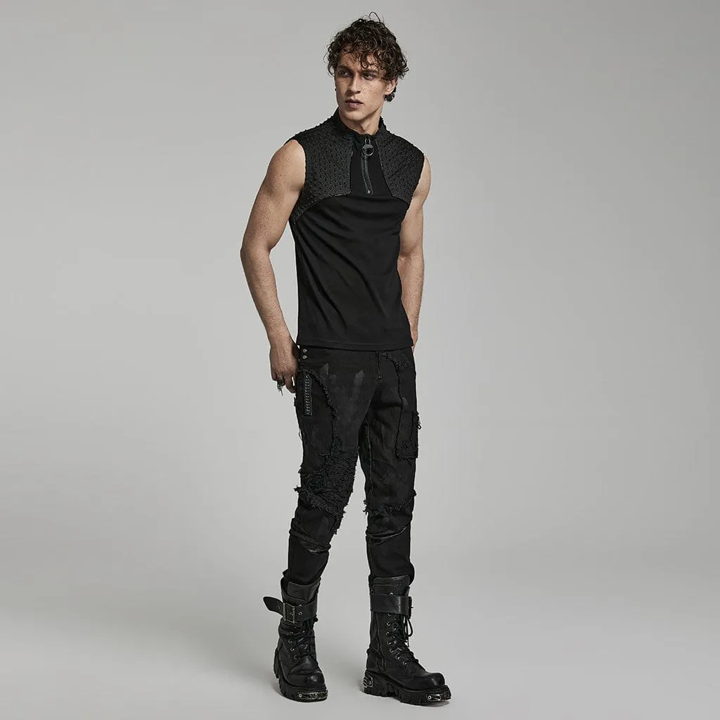 Men's Punk Bubble Zipper Tank Top