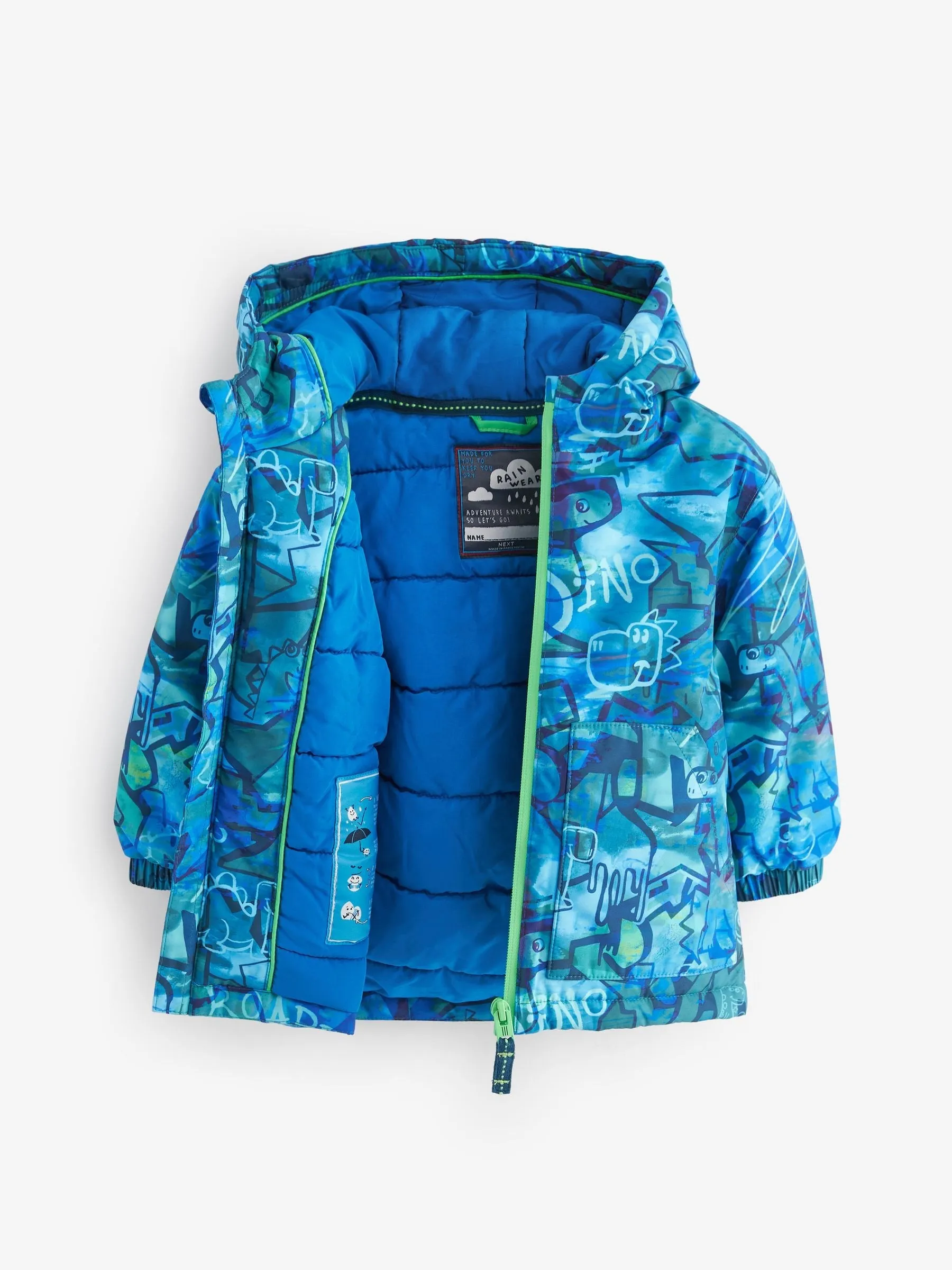 Navy Graffiti Waterproof Warm Padded Coat (3mths-7yrs)