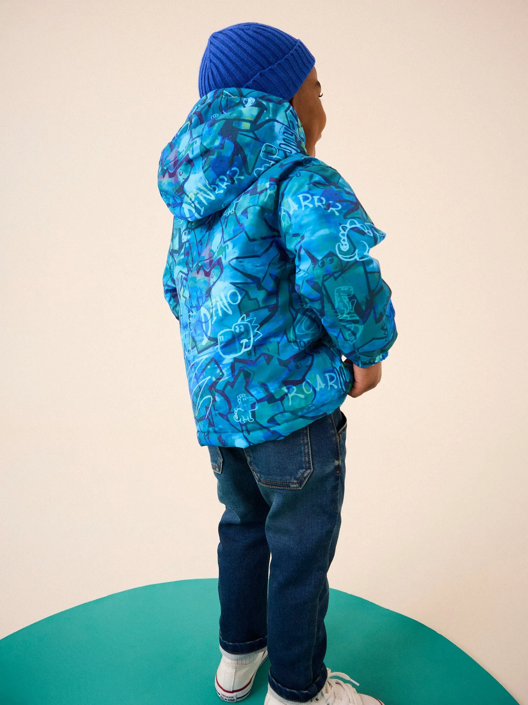 Navy Graffiti Waterproof Warm Padded Coat (3mths-7yrs)