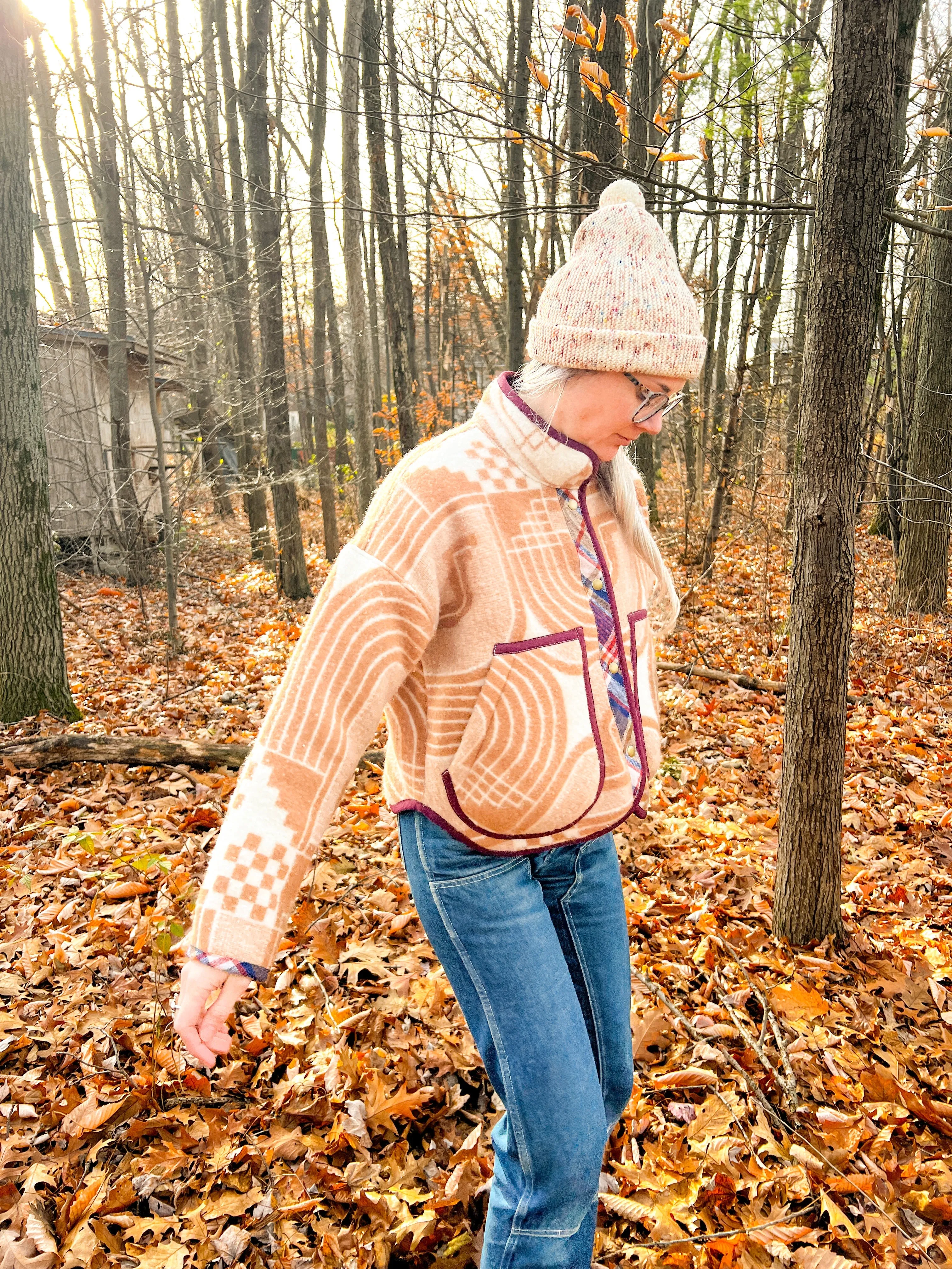 One-of-a-Kind: Vintage Mod Geometric Blanket Flora Jacket (S)