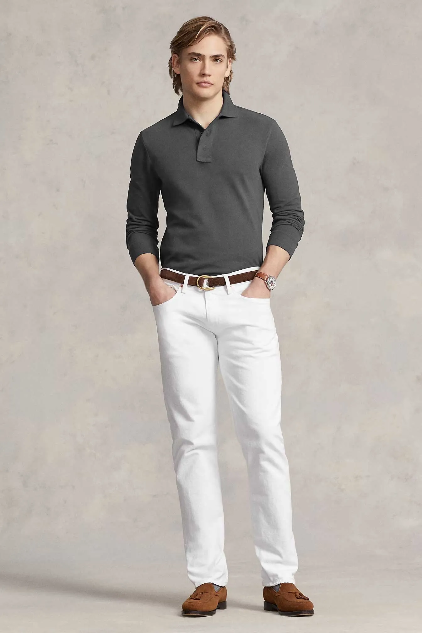 Polo Republica Men's Long Sleeve Pique Polo Shirt