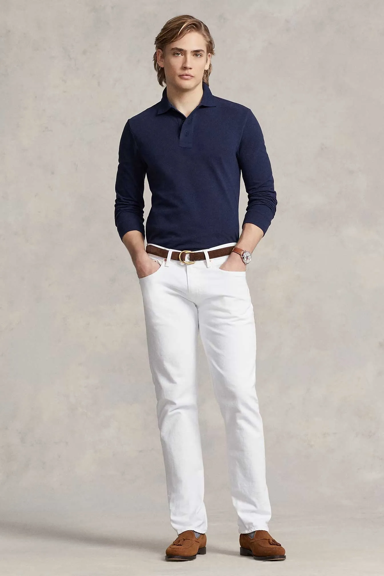 Polo Republica Men's Long Sleeve Pique Polo Shirt