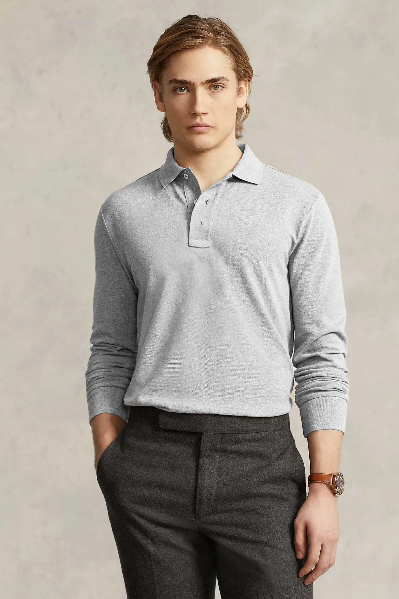Polo Republica Men's Long Sleeve Pique Polo Shirt