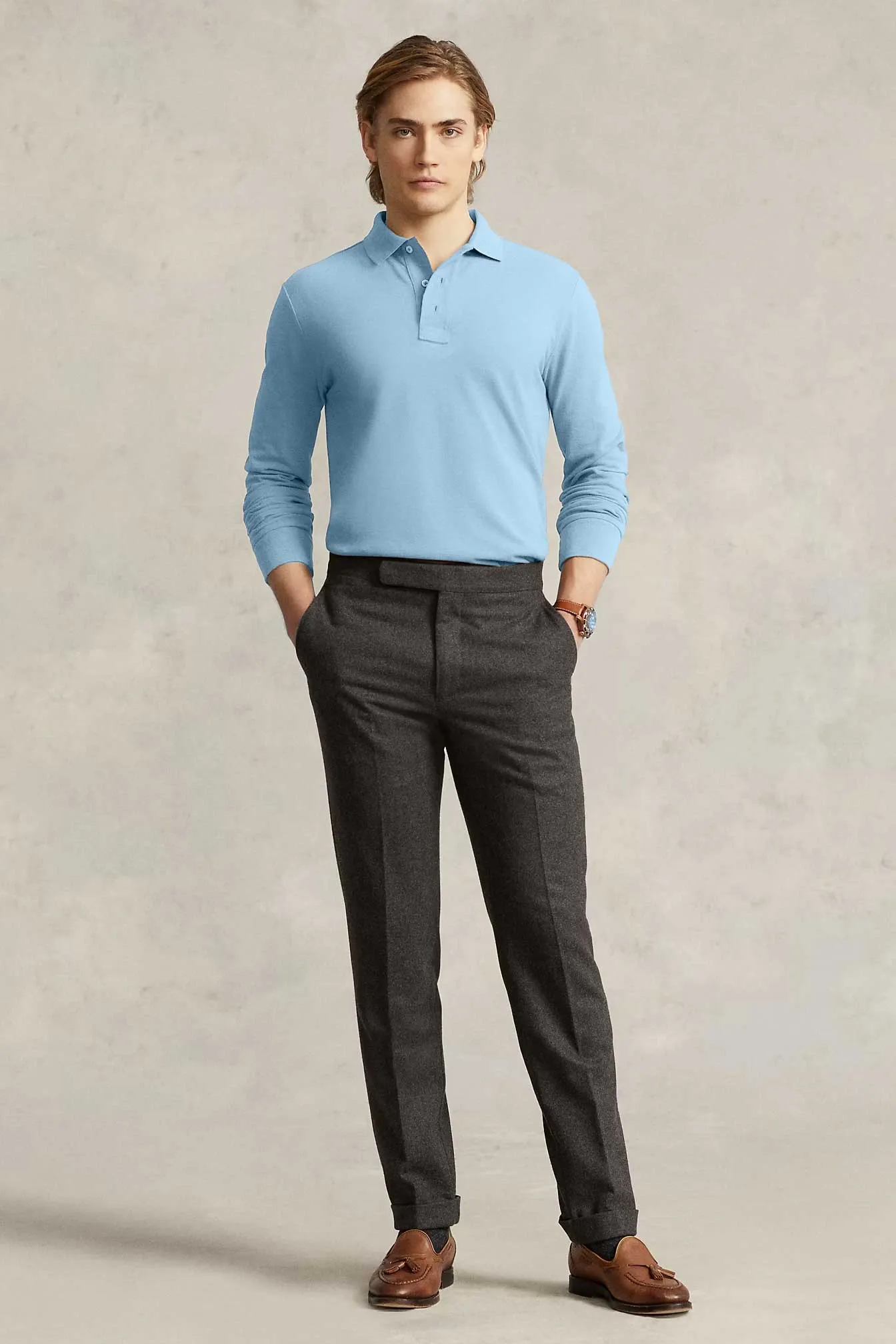 Polo Republica Men's Long Sleeve Pique Polo Shirt