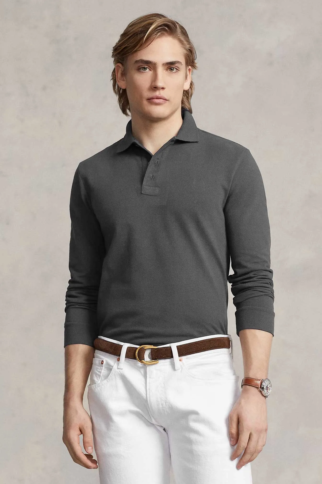 Polo Republica Men's Long Sleeve Pique Polo Shirt