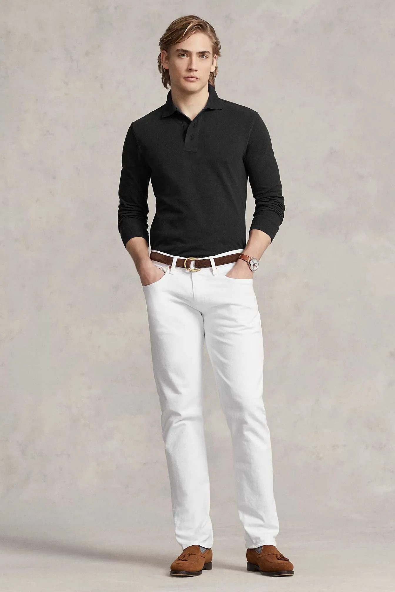 Polo Republica Men's Long Sleeve Pique Polo Shirt
