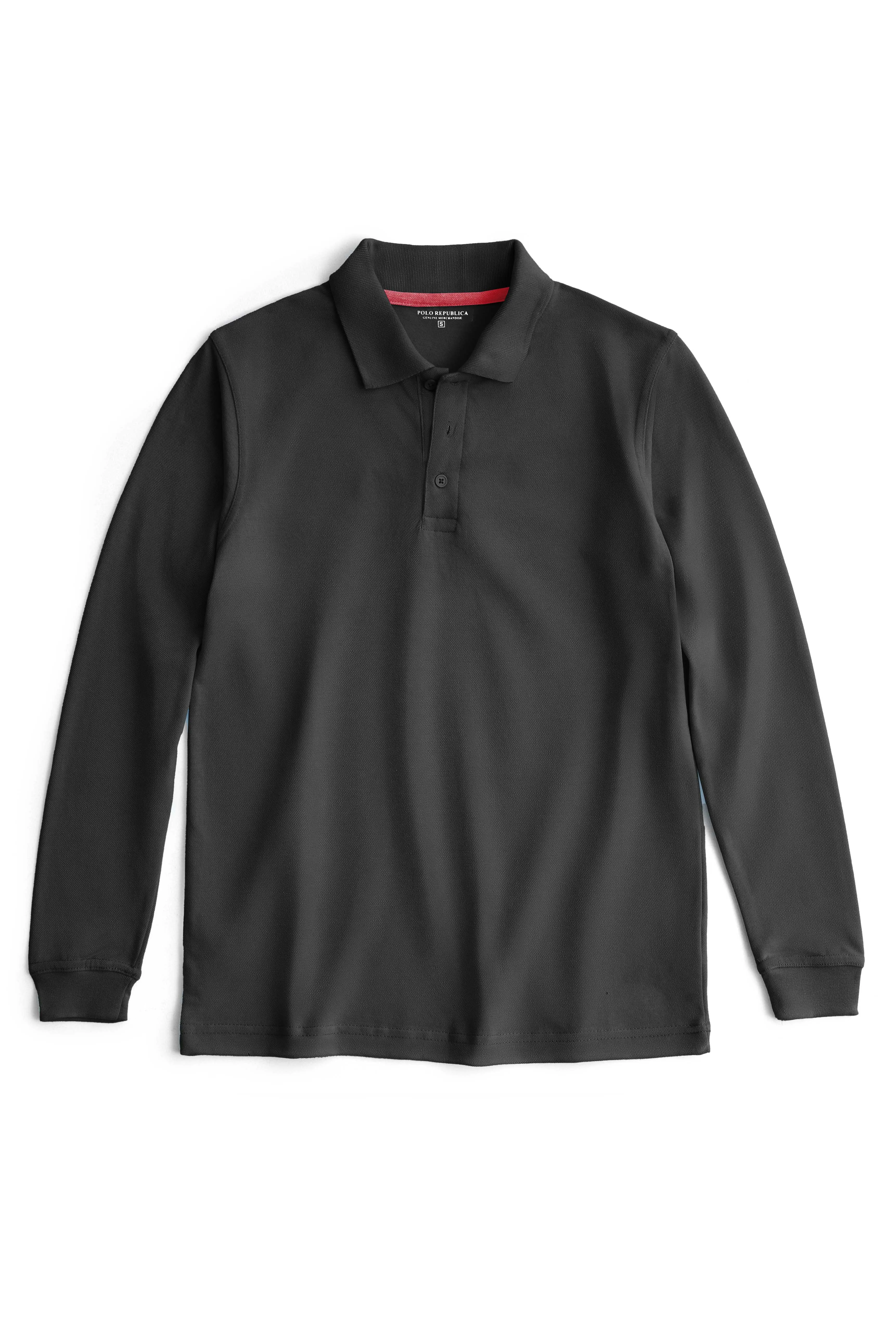 Polo Republica Men's Long Sleeve Pique Polo Shirt