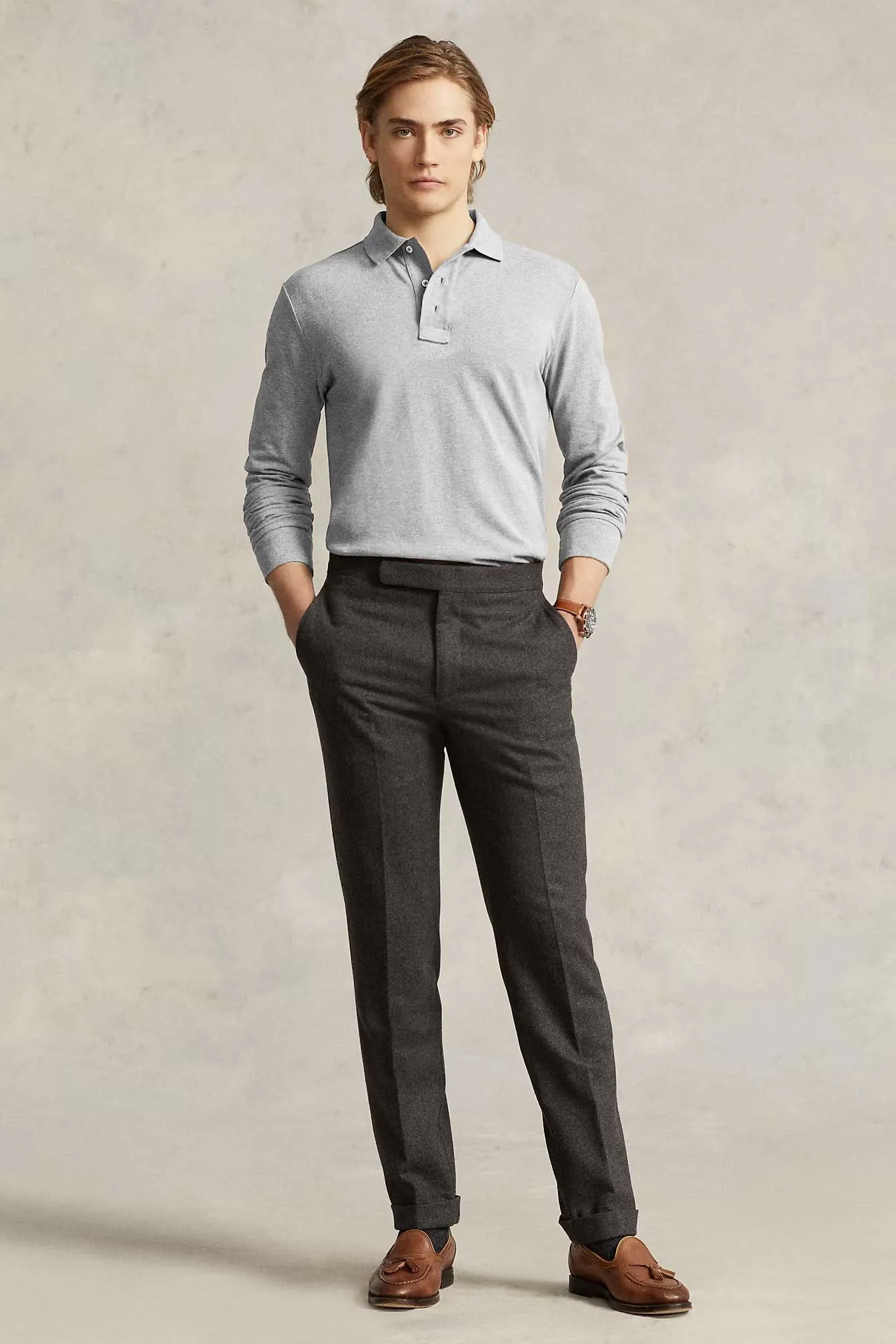 Polo Republica Men's Long Sleeve Pique Polo Shirt