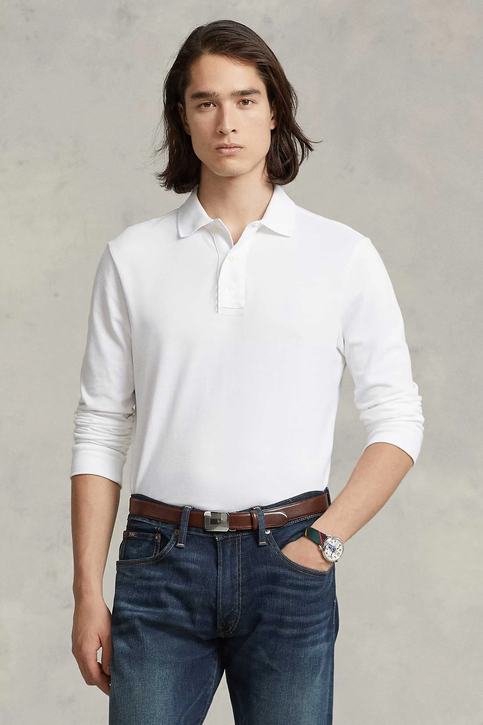 Polo Republica Men's Long Sleeve Pique Polo Shirt