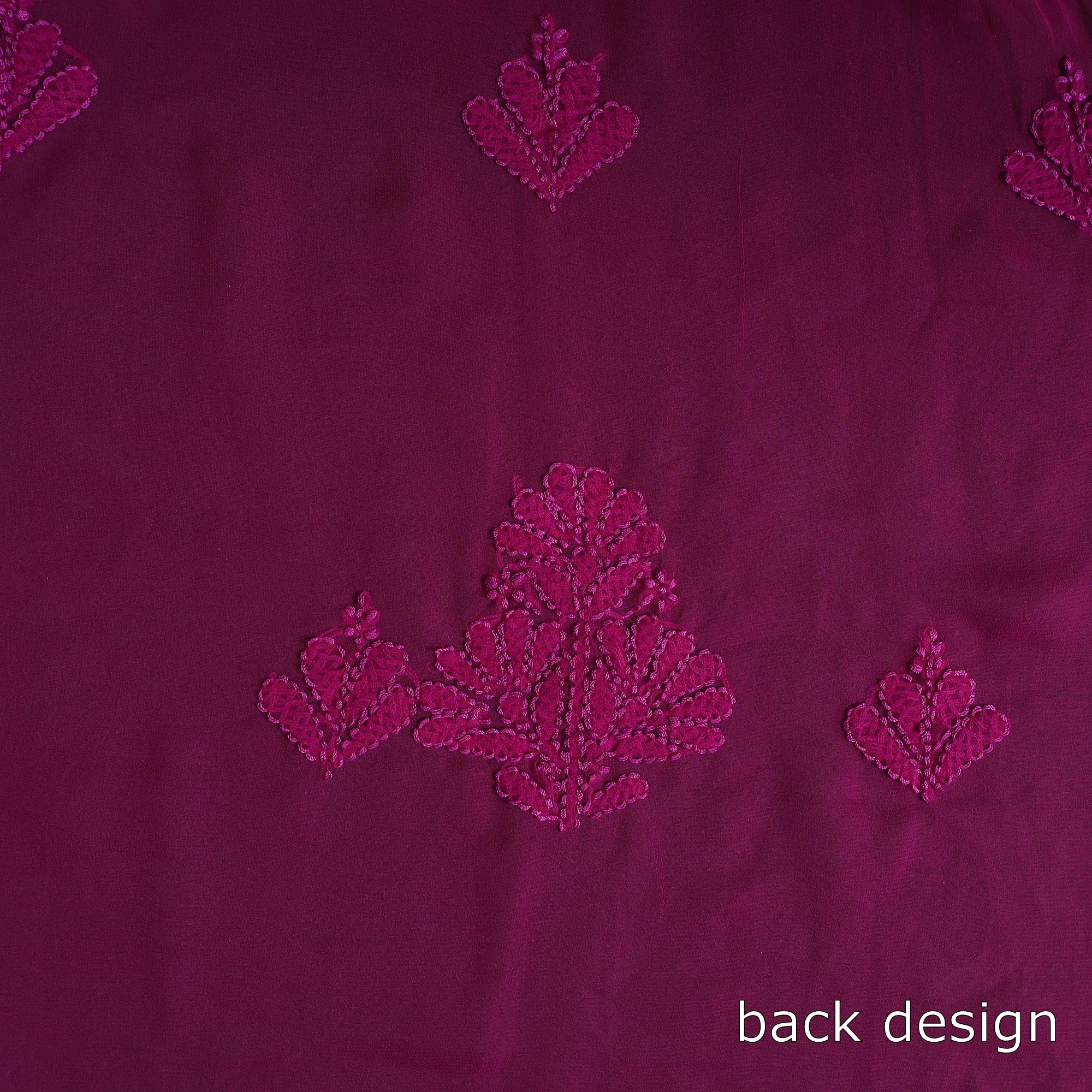 Purple - 3pc Hand Embroidery Georgette Chikankari Dress Material 22