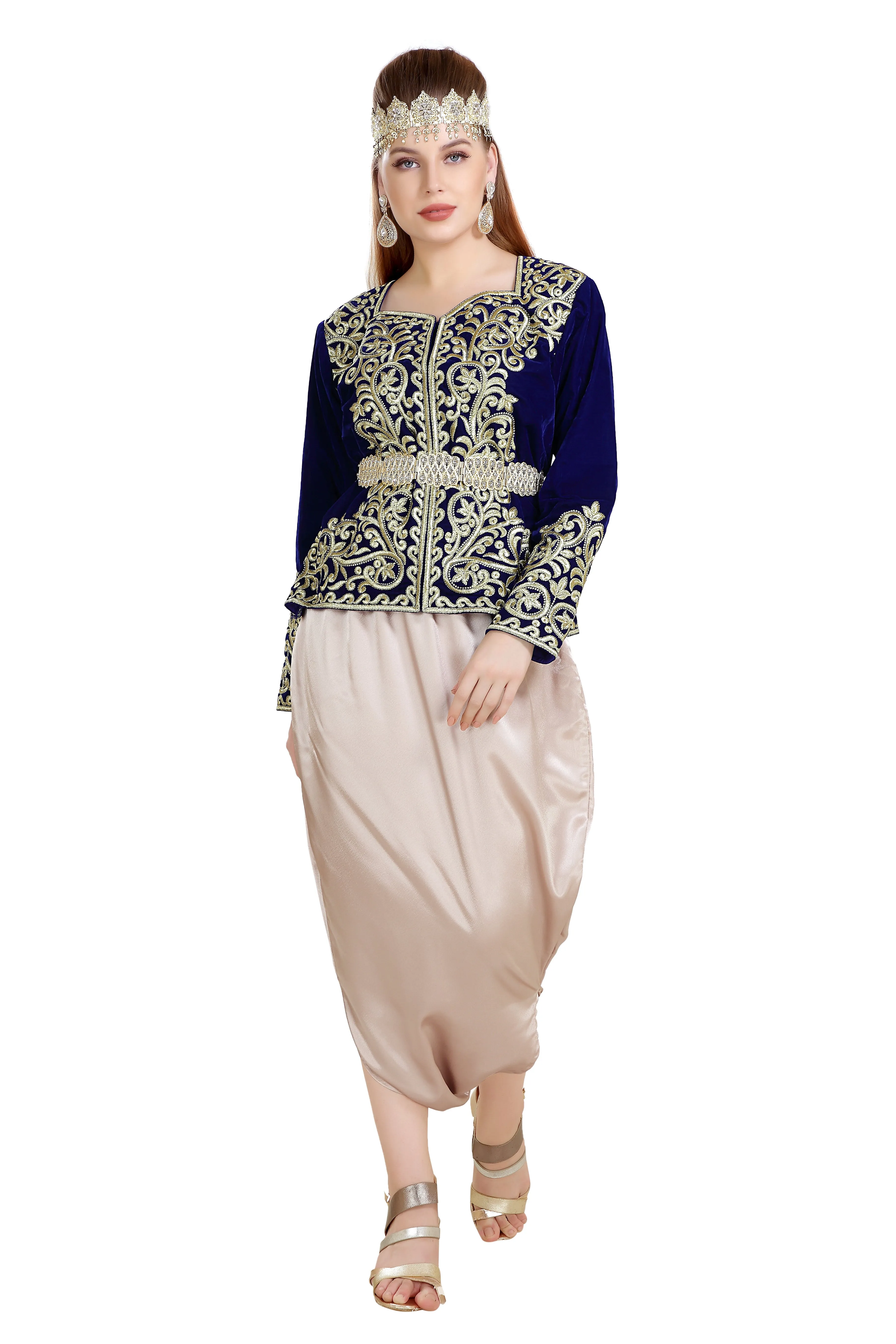 Sarwal Algerian Traditional Velvet Jacket Embroidered Kaftan