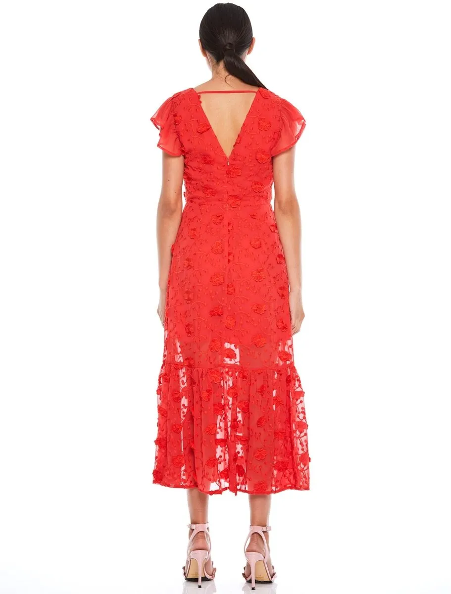 SCARLETT RUFFLE MIDI DRESS