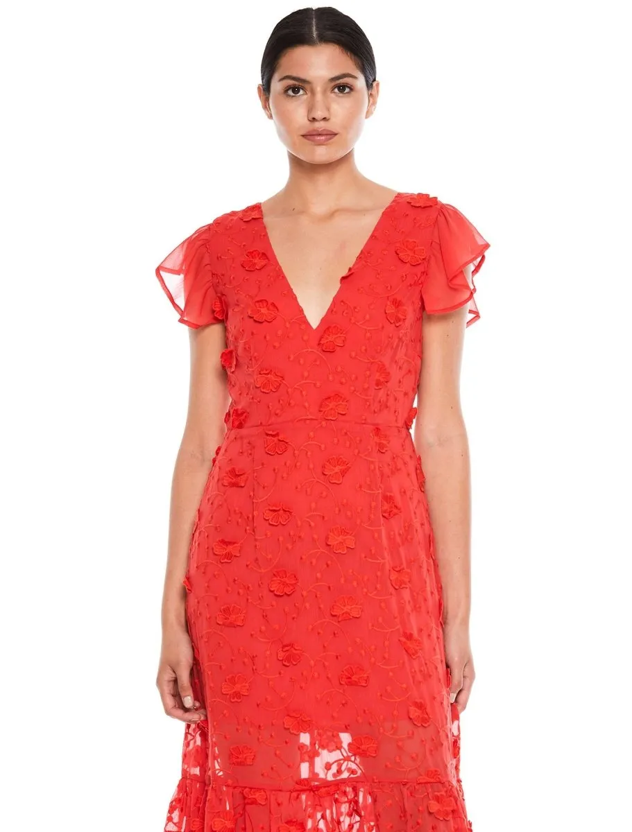 SCARLETT RUFFLE MIDI DRESS