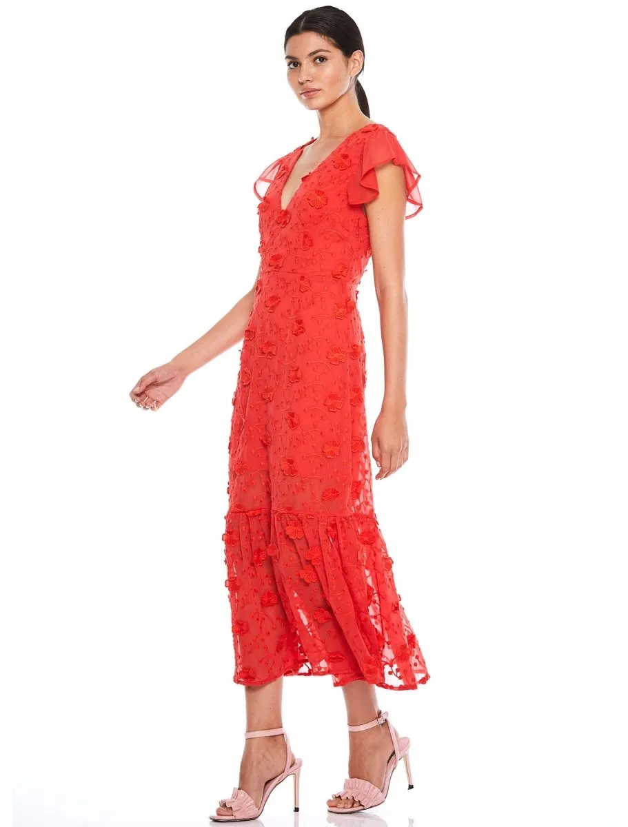 SCARLETT RUFFLE MIDI DRESS
