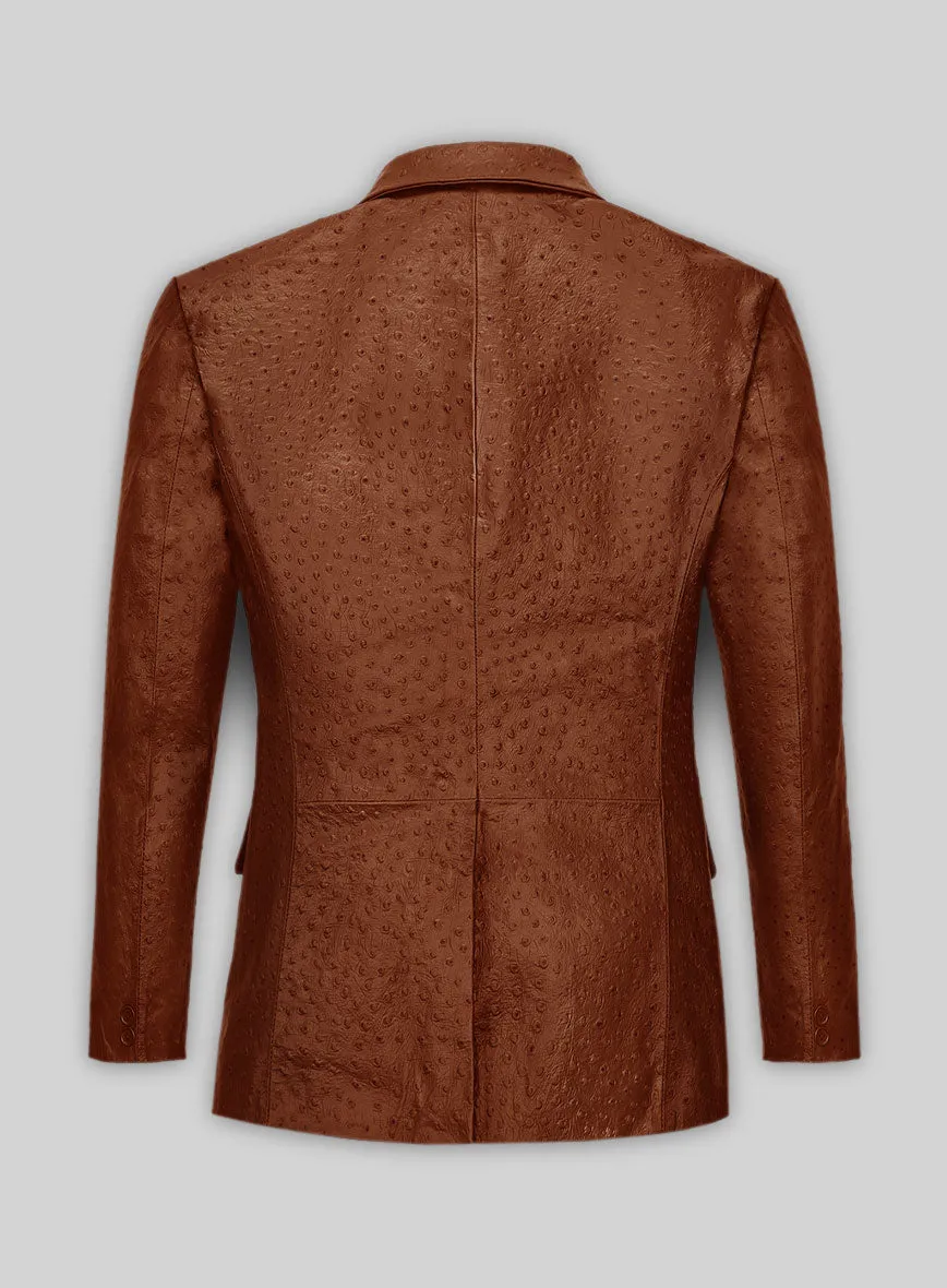 Tan Brown Ostrich Leather Blazer