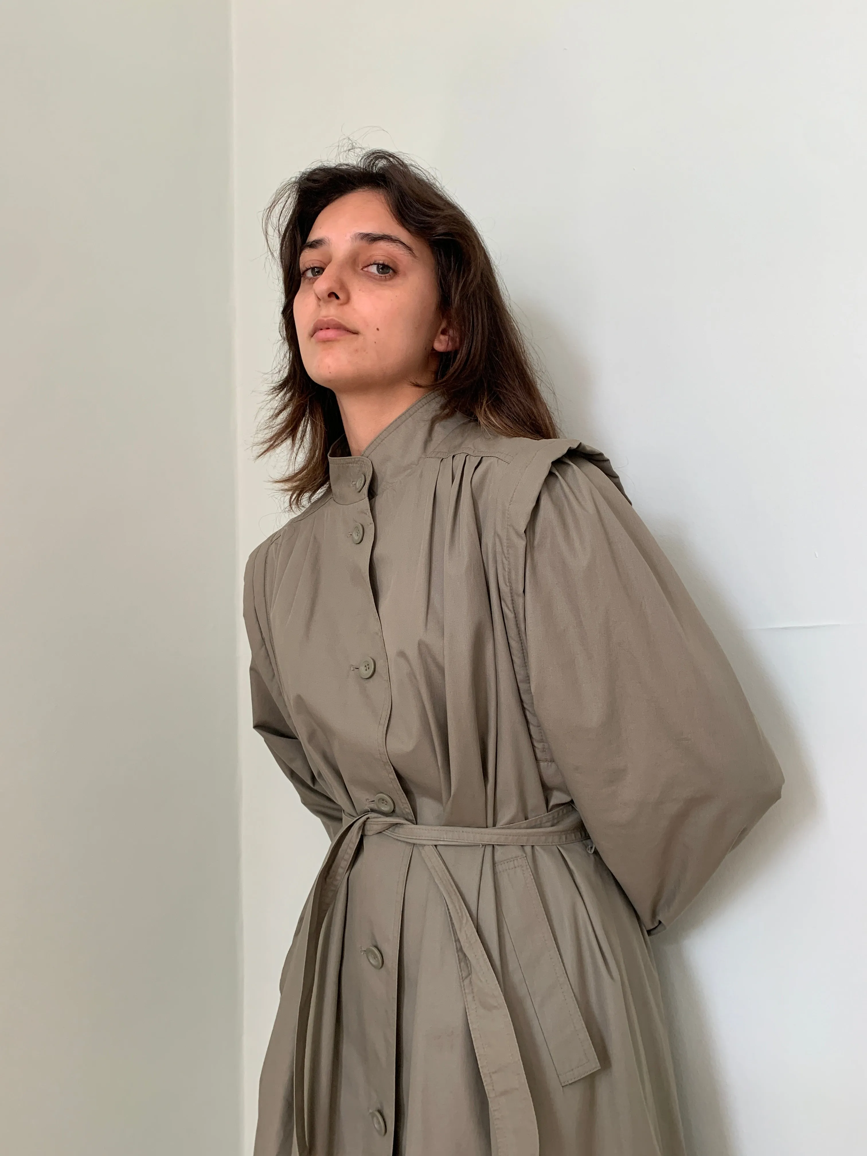 Vintage pleat back Ensign trench coat