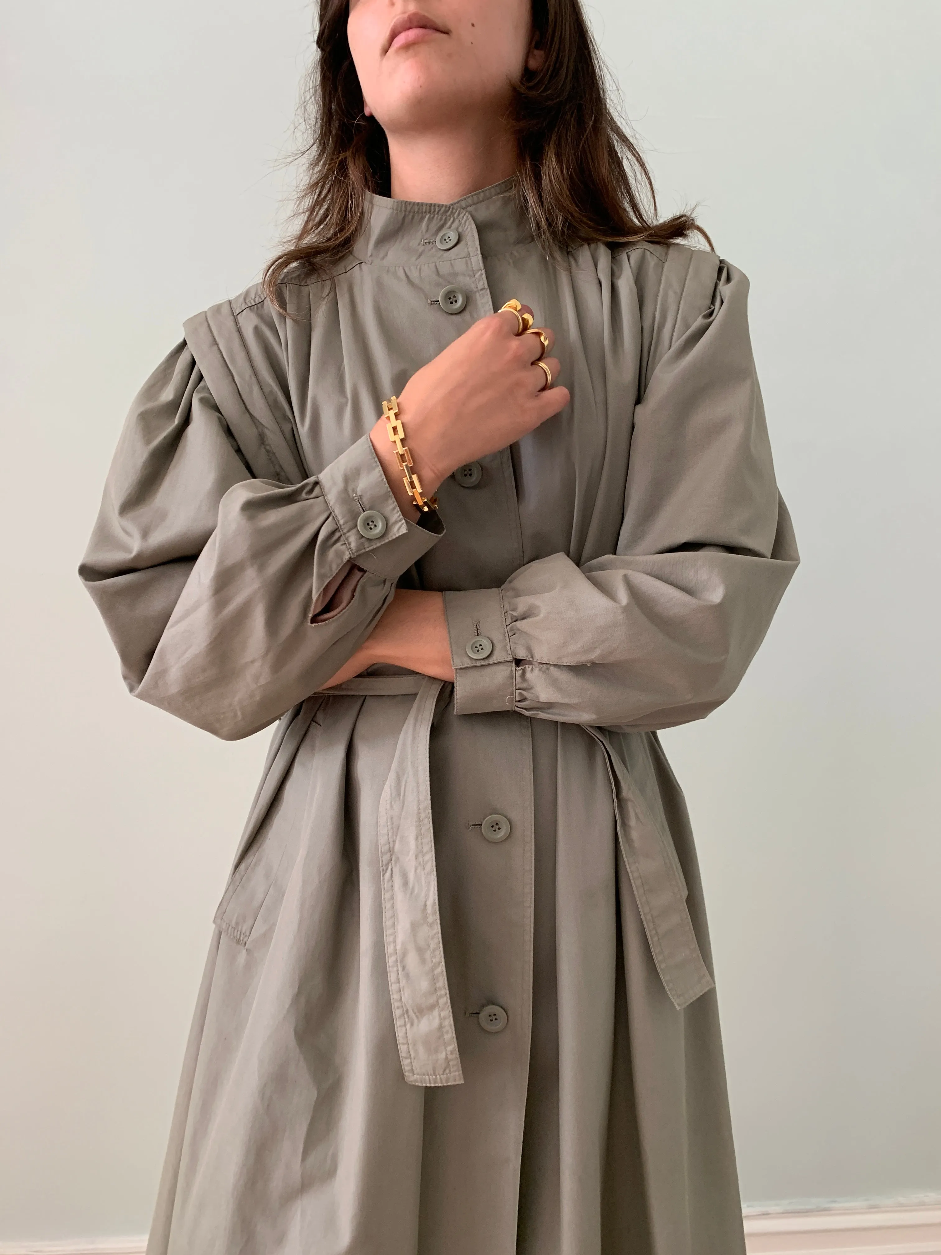 Vintage pleat back Ensign trench coat