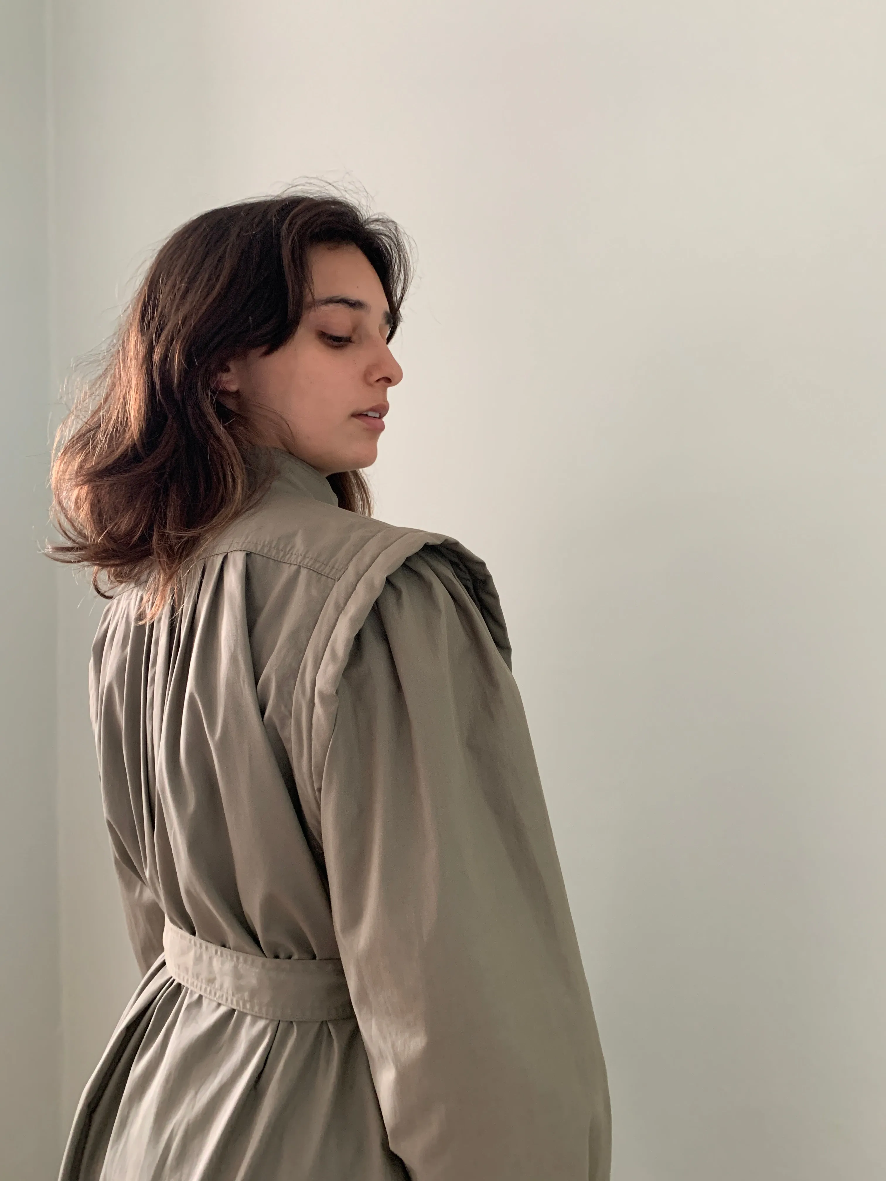 Vintage pleat back Ensign trench coat