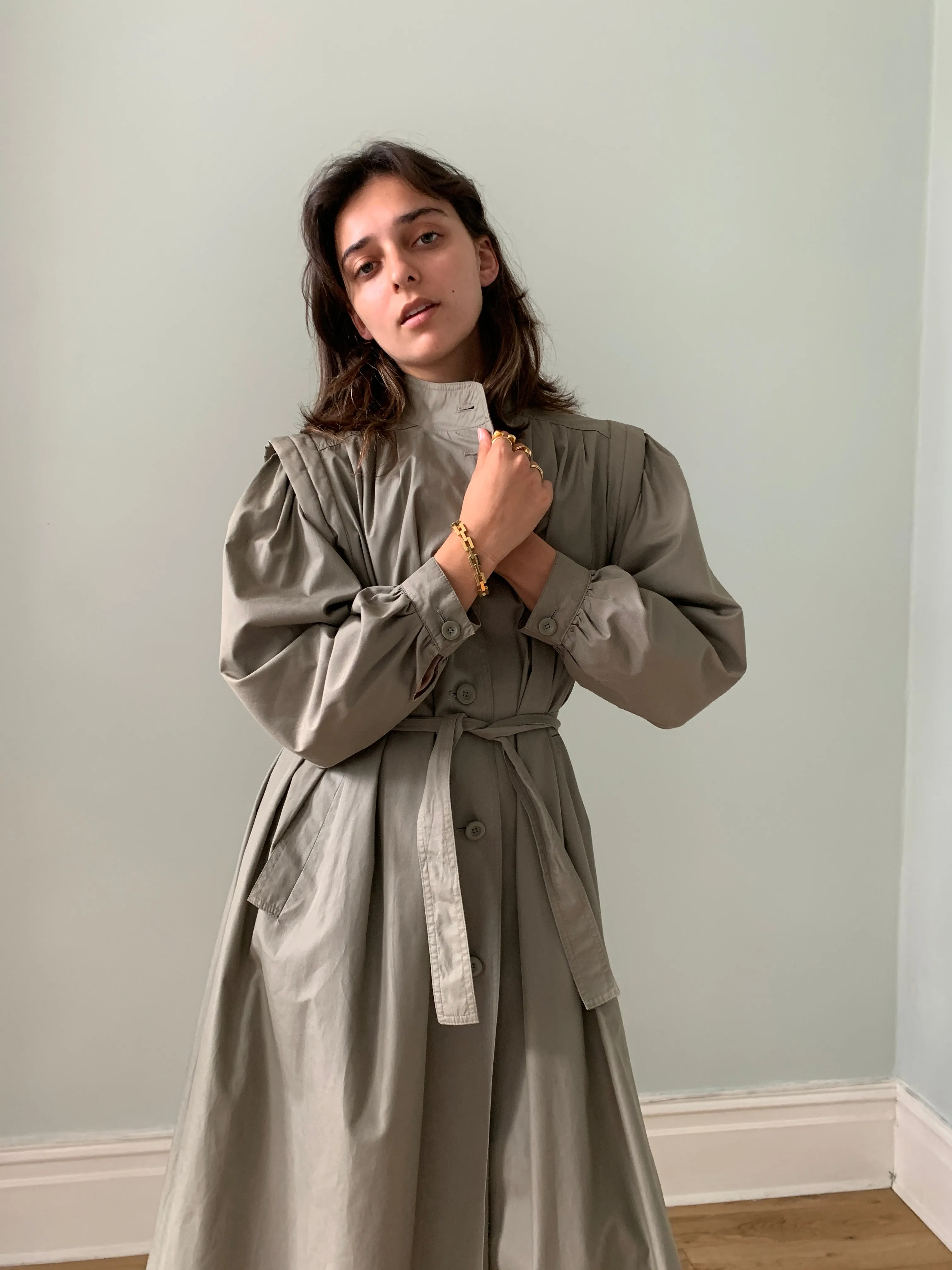 Vintage pleat back Ensign trench coat