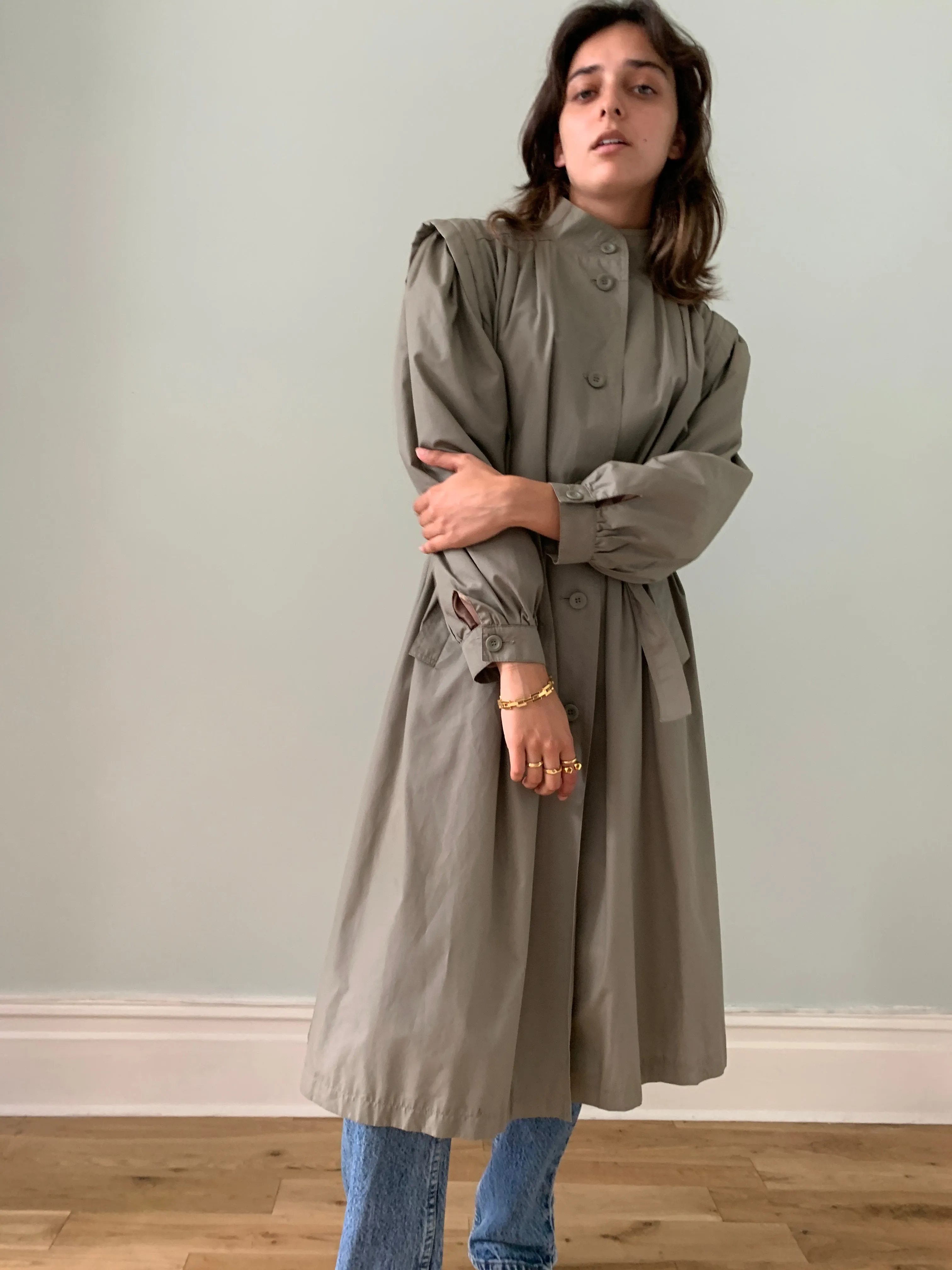 Vintage pleat back Ensign trench coat