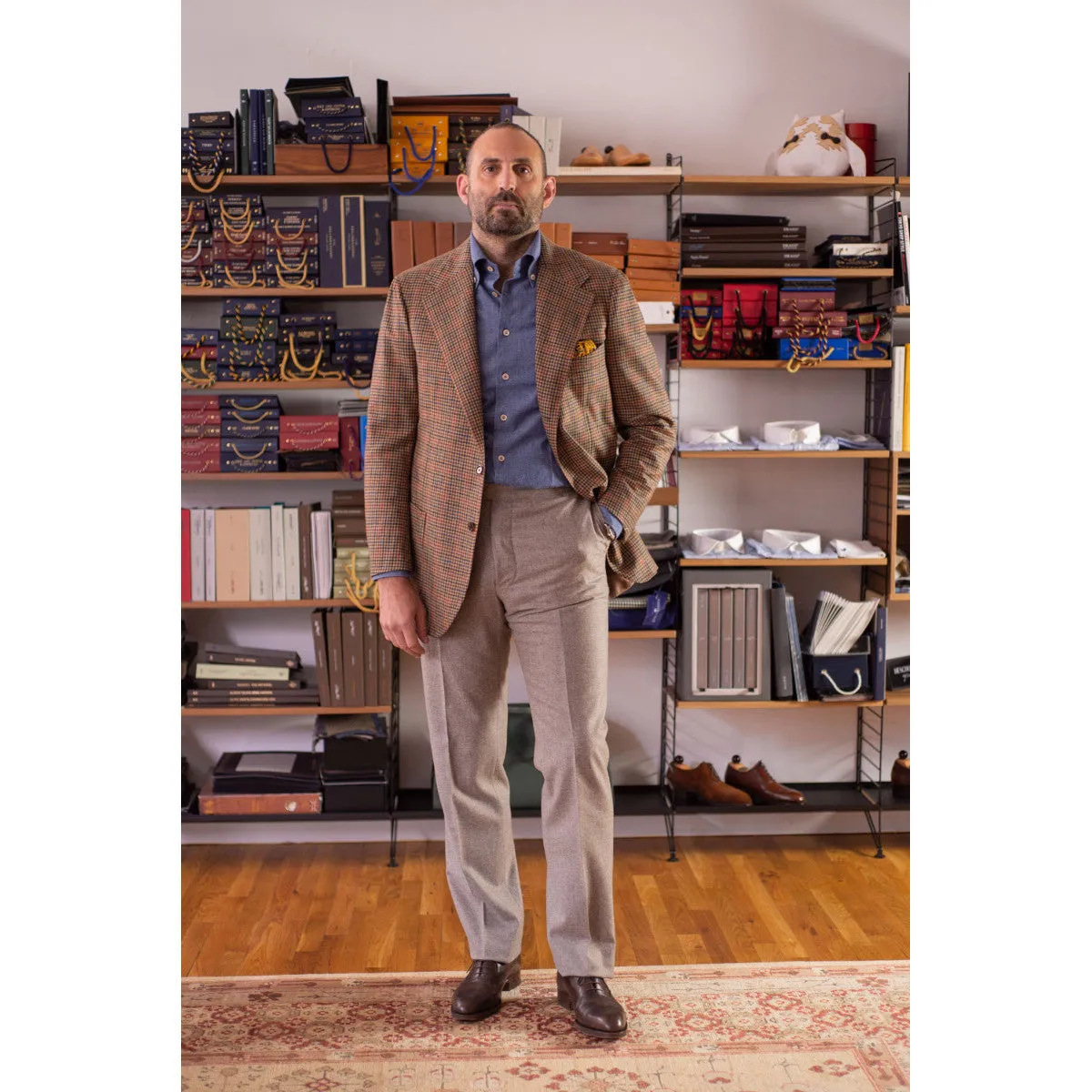 x Sartoria Carrara: Sport coat in Holland & Sherry tan gunclub check wool 9/10oz