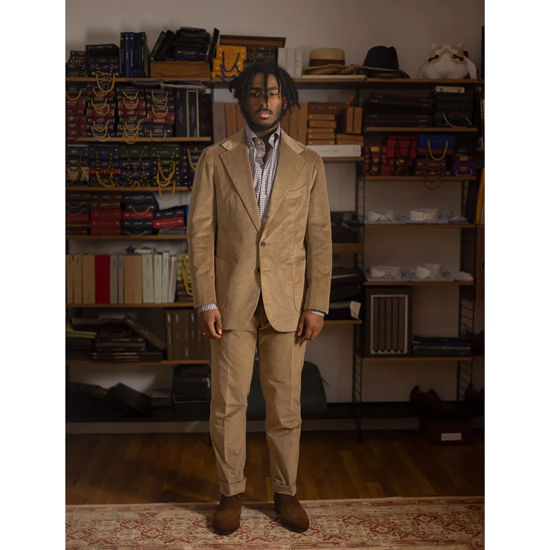 x Sartoria Carrara: Sport coat in tan Loro Piana cotton and wool corduroy (separates)