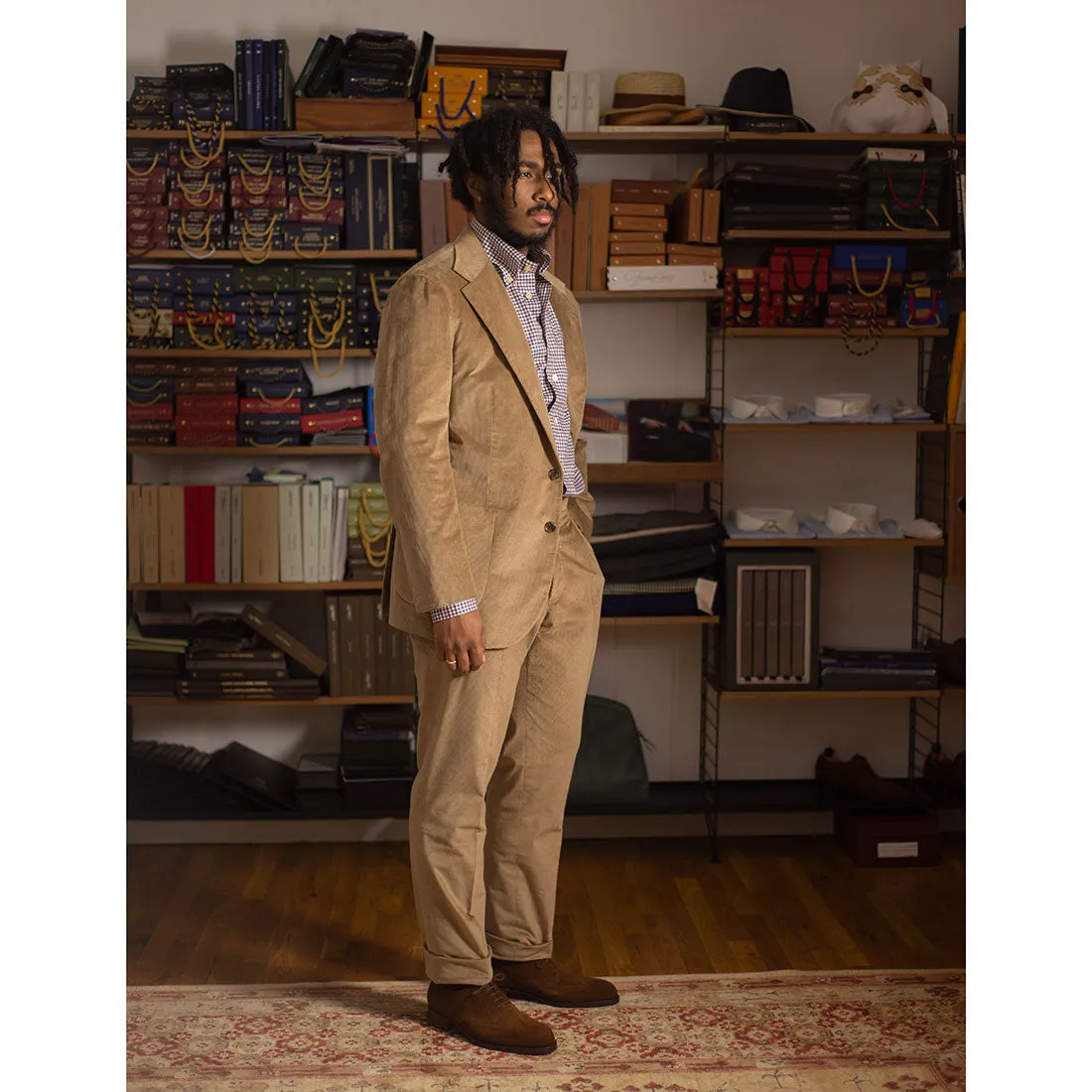 x Sartoria Carrara: Sport coat in tan Loro Piana cotton and wool corduroy (separates)